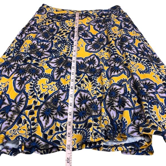 Renee C Gold Purple Floral A Line Skirt Versatile Pull On Bias Cut Fully Lined - Picture 9 of 16